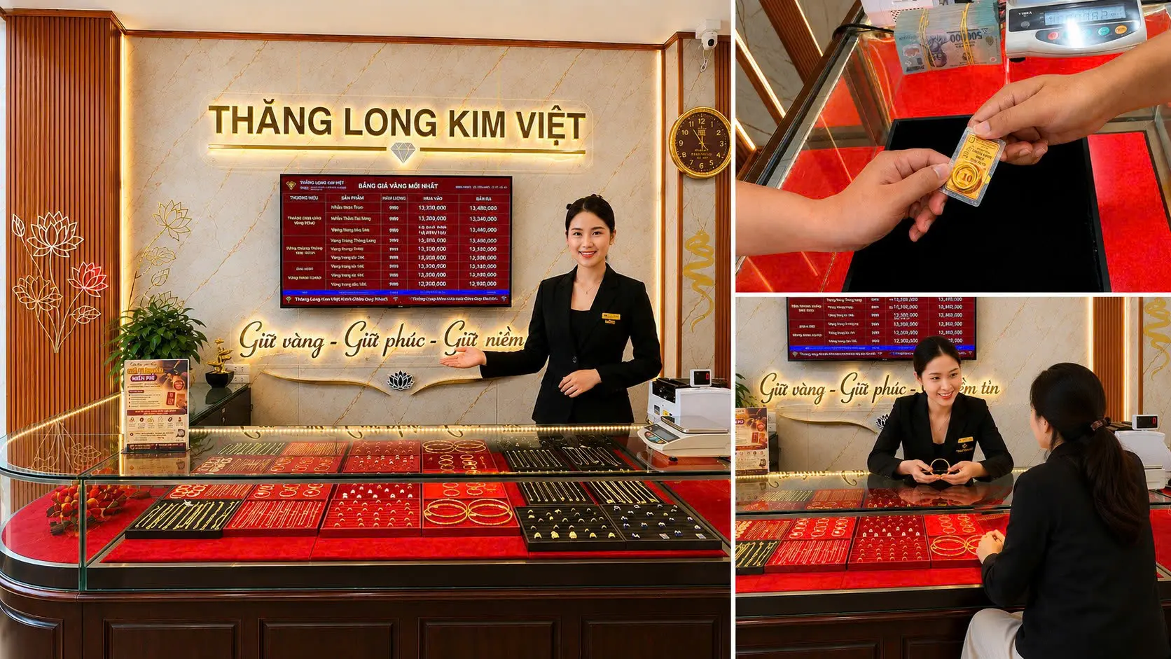 Không gian trưng bày sang trọng, tư vấn cá nhân hóa 1:1 và chế tác trang sức tinh xảo tại Thăng Long Kim Việt